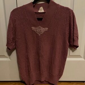 Vintage V-Neck grandma Sweater in Pink